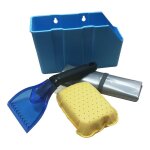 Pack hiver complet : raclette  givre, bche anti - givre, ponge anti - bue et range coffre