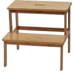 Mendler - tabouret marche - pied hwc - b87, banquette, marchepied, tabouret en bois, bambou 43x47x38cm ...