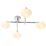 Merano oristano plafonnier de salle de bain � 4 lumi�res, plaque chrom�e semi - affleurante et verre ...