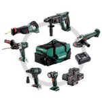 Metabo ? pack de 6 outils �lectroportatifs 18v ? perceuse, visseuse, meuleuse, marteau, scie sabre, lampe ...