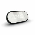 Metronic - radio - réveil fm miroir double alarme - noir et argent Metronic - radio - réveil fm miroir double alarme - noir et argent