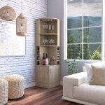 Tuhome concept - meuble bar d'angle kava beijing, avec casiers � vin 180. 6cm l x 46. 9cm h x 46. 9cm ...