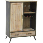 Meuble bar en bois et métal étagères et tiroirs Meuble bar en bois et métal étagères et tiroirs