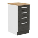 Meuble bas 4 tiroirs avec plan de travail - gris mat - l 40 x p 51, 6 x h 85 cm - lassen Meuble bas 4 tiroirs avec plan de travail - gris mat - l 40 x p 51, 6 x h 85 cm - lassen