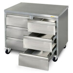 Meuble inox 6 tiroirs 1000 x 600 mm sur roulettes / goldinox