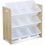 Meuble de rangement pour enfant avec 9 casiers - tobias - mdf dcor bois naturel. 64x29. 5x60cm