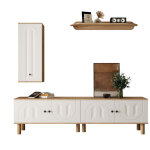 Meuble de salon, compos� de 3 pi�ces : meuble de s�jour, armoires, et panneaux muraux en bois. les portes ...