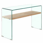 Meubletmoi - console en verre tremp l. 125 cm tagre dcor chne clair - ice