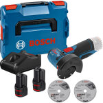 Meuleuse d'angle 12v gws 12v - 76 + 2 batteries 3ah + chargeur + coffret l - boxx ? bosch - 06019f200y ...
