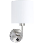 Steinhauer - applique murale liseuse chambre à coucher, métal tissu argent blanc, 1x e27 Steinhauer - applique murale liseuse chambre à coucher, métal tissu argent blanc, 1x e27
