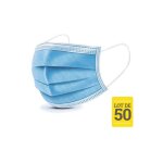 Mhg - lot de 50 masques chirurgicaux jetables 3 plis type ii norme ce