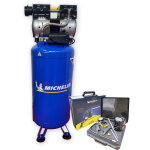 Michelin - compresseur 50 litres vertical silencieux avec valise accessoires Michelin - compresseur 50 litres vertical silencieux avec valise accessoires