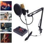 Microphone noir microphone polyvalent avec v8s live sound card condensateur usb pro microphone condensateur ...
