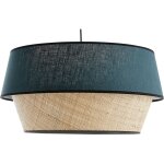 Suspension design bi - mati�re en lin bleu et rabane naturelle d45 cm sensa