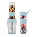 Mini blender - smoo16 - 300 w - 570 ml - bleu pastel - 2 gourdes incluses