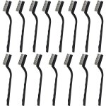 Mini brosse m�tallique (lot de 20) - brosse acier inoxydable avec manche incurv� & trou d?accroche - ...