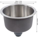 Mini �vier de cuisine rond en acier inoxydable avec bonde int�gr�e, 30 cm de diam�tre