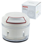 Mini hachoir � l�gumes manuel avec 2 lames incurv�es en acier inoxydable, hachoir � ail, blanc