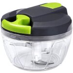 Mini hachoir manuel 500ml, hachoir oignon & mixeur manuel avc acier inoxydable 3 lames, coupe oignon ...