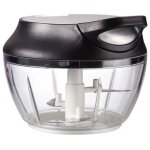 Mini hachoir manuel en inox - 5 secondes - avec racloir - mixeur coupe oignons, ail, herbes