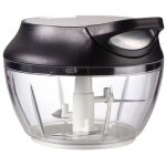 Mini hachoir manuel en inox - 5 secondes - avec racloir - mixeur coupe oignons, ail, herbes