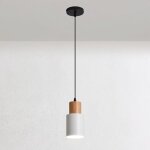 Mini lampe � suspension de chevet, suspension en bois avec abat - jour cylindrique, lampes � suspension ...