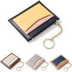 Mini portefeuille zipp� en cuir pu avec porte - cl�s (bleu),