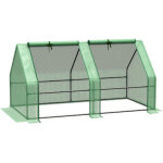 Mini serre de jardin mini serre tunnel 180l x 90l x 90h cm toit pointu acier pe haute densit� 140 g / ...