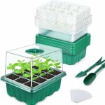 Mini serre pour plantes, 10 pi�ces 120 cellules int�rieure plateau semis avec couvercles rehauss�s, bac ...