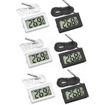 Mini thermom�tre num�rique lcd avec sonde de temp�rature ? 3 noirs et 3 blancs