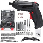 Mini visseuse sans fil avec mandrin et chargeur usb, 3, 6 v 47pcs perceuse �lectrique sans fil