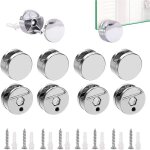 Miroir clips, 8 pi�ces support d'�tag�re en verre en alliage de zinc, fixations de miroir pour la fixation ...