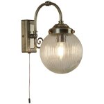 Miroir lumineux m�tal verre e14 ip44 h : 27 cm avec interrupteur en laiton antique abat - jour boule ...