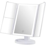 Miroir maquillage lumineux, 2x / 3x miroir grossissant lumineux, miroir pliable, rotation � 180�, alimentation ...