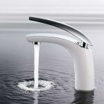 Senderpick - mitigeur de lavabo chrom blanc, mitigeur de lavabo de salle de bain moderne mitigeur d'eau ...