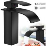 Mitigeur de lavabo noir moderne ? robinet cascade monocommande en laiton ? hauteur bec 183mm ? connexion ...