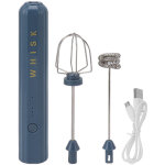 Mixeur � main sans fil en acier inoxydable usb, petit fouet �lectrique bleu pour maison