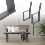 2 pieds de banc en acier rev�tu de poudre, anthracite, 40x78, 5 cm, profil carr�, design industriel, ...