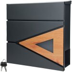 Ml - design bo�te aux lettres 37x36, 5x11 cm anthracite / optique bois, en acier, bo�te postale avec ...