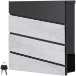 Bo�te aux lettres murale 37x37x11 cm, anthracite / fa�ade imitation marbre blanc, acier, bo�te postale ...