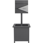 Ml - design bo�te aux lettres sur pied anthracite - argent avec pot � plantes, compartiment journaux ...