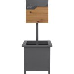 Ml - design bo�te aux lettres sur pied aspect bois - anthracite avec bac � plantes, compartiment journaux ...