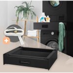 Ml - design - socle pour machine � laver avec tiroir coulissant, acier, noir, 60, 5x54 cm, noir, antid�rapant, ...