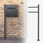 Support pi�destal pour bo�te aux lettres anthracite en acier inoxydable rev�tu par poudre rond hauteur ...