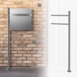 Support pi�destal socle pour bo�te aux lettres argent� en acier inoxydable rond hauteur totale 120 cm ...