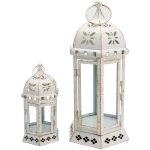 Rebecca mobili 2 bougeoirs lanternes meubles blanc métal rétro 35x17, 5x15, 5 Rebecca mobili 2 bougeoirs lanternes meubles blanc métal rétro 35x17, 5x15, 5