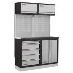 Mobilier atelier modulable avec plateau armoires et tiroirs en inox fervi a008m Mobilier atelier modulable avec plateau armoires et tiroirs en inox fervi a008m