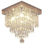 Moderne cristal carr� plafonnier, lustre industriel acier inoxydable lampe de plafond �clairage luminaire ...
