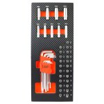 Module mousse cl�s m�les, douilles longues 1 / 4  et embouts pour servante d'atelier