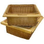 Monster shop - lot de 2 paniers de rangement coulissants en pin pour cuisine, salle de bain, chambre, ...